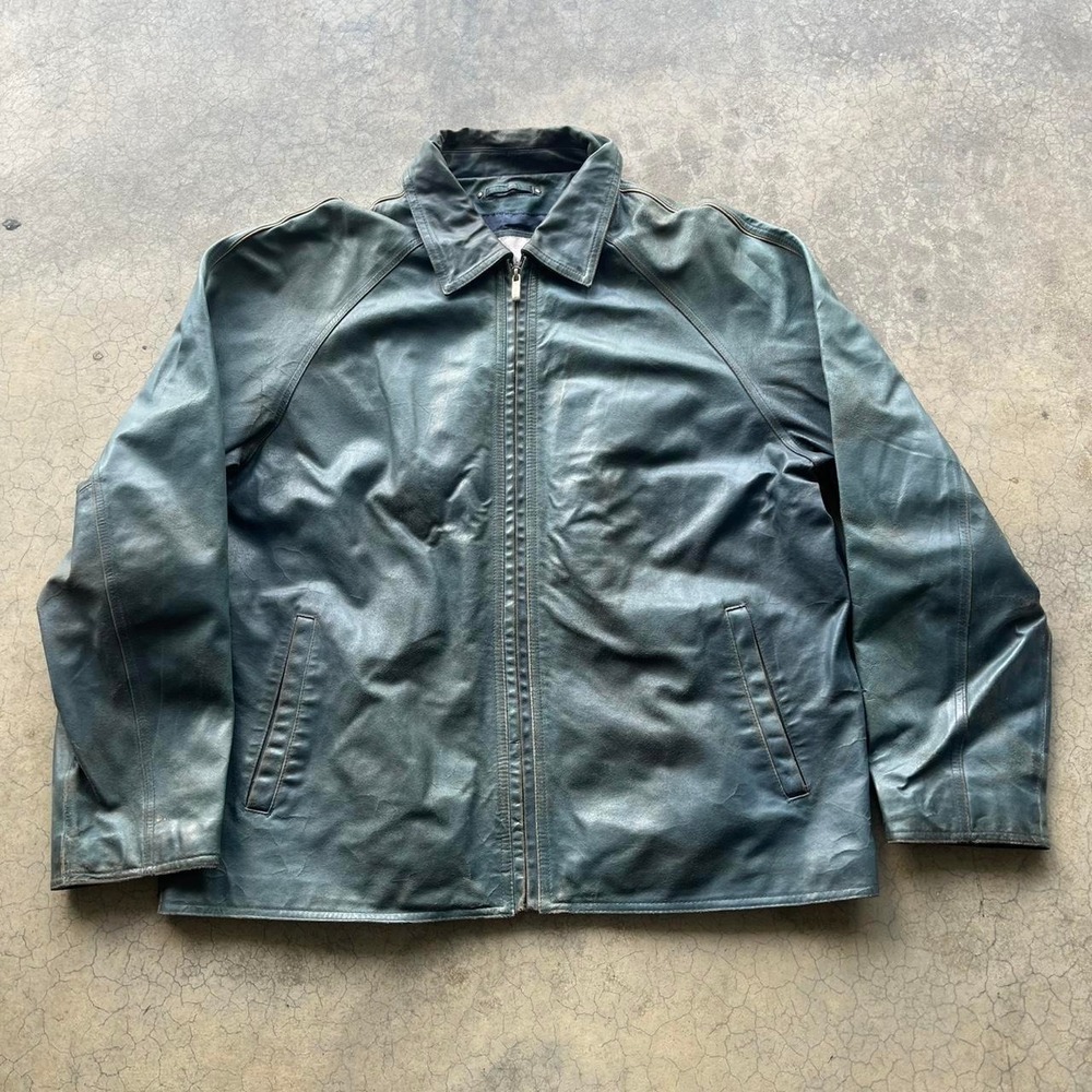Wilson's Leather dark blue leather jacket Size XL Leather has light cracking